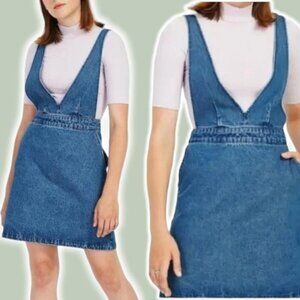 FRANK & OAK Denim Pinafore Mini Dress Sz XS